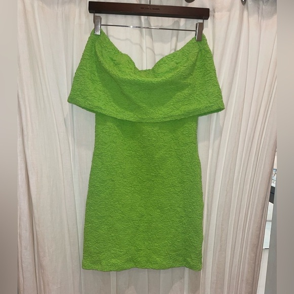 MSGM Green Crinkle Embossed Strapless Dress💚 NWT Size Small - Picture 10 of 13